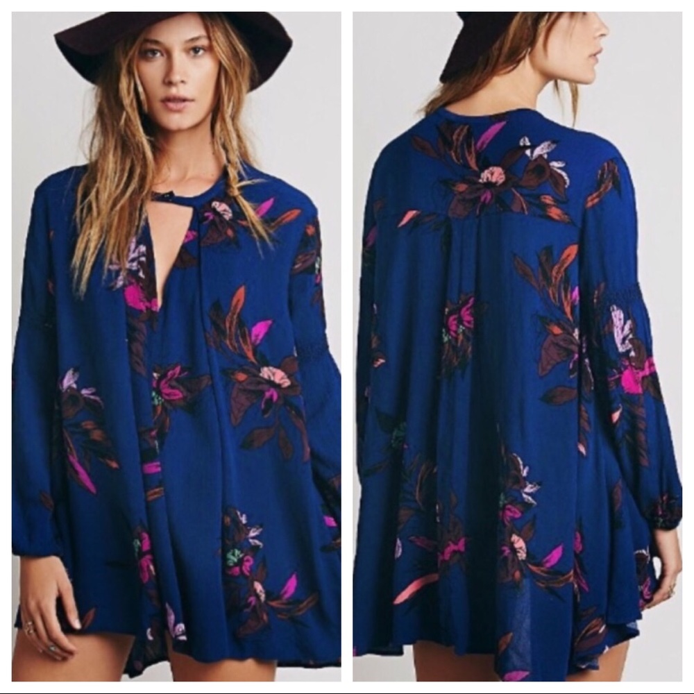 New!  Electric Orchid Tree Swing dress in blue